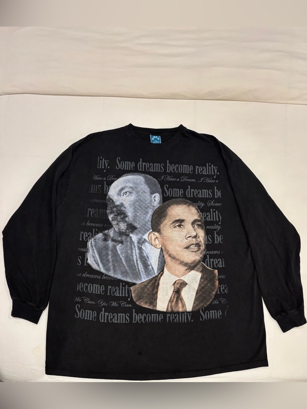 Black Long-Sleeve Graphic Obama Martin Luther King Men’s T-Shirt